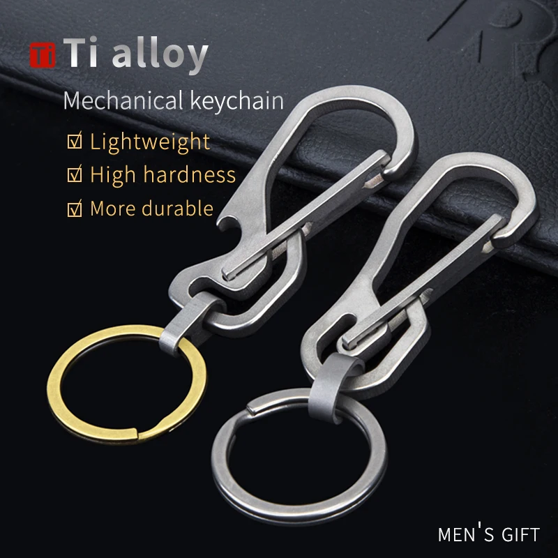 

TiTo EDC Titanium Alloy Mechanical Style Keychain Multi-Functional Bottle Opener Car Key Holder Men's Keyring Creative Gift