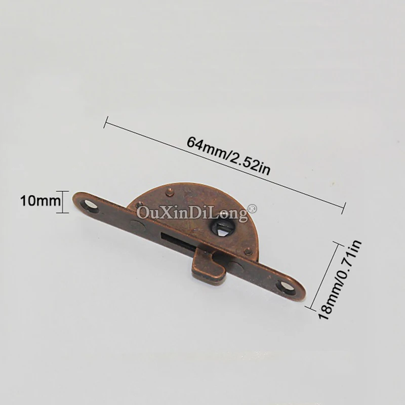 10PCS Metal Drawer Cabinet Locks Cupboard Desk Locker File Cabinet Lock Hidden Chest Wood Case Gift Box Locks+Key (Red Bronze)