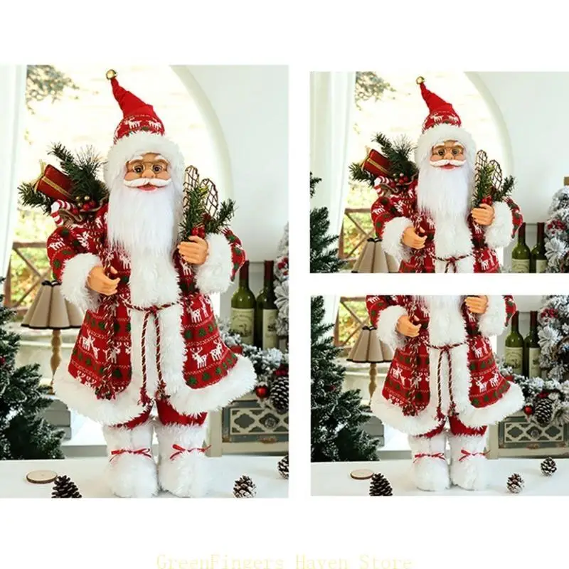 

F68d Red Rope Ornament Ornament Санта -Клаус, держащий подарки для кукольной статуэтки для рождественской домашней вечеринки