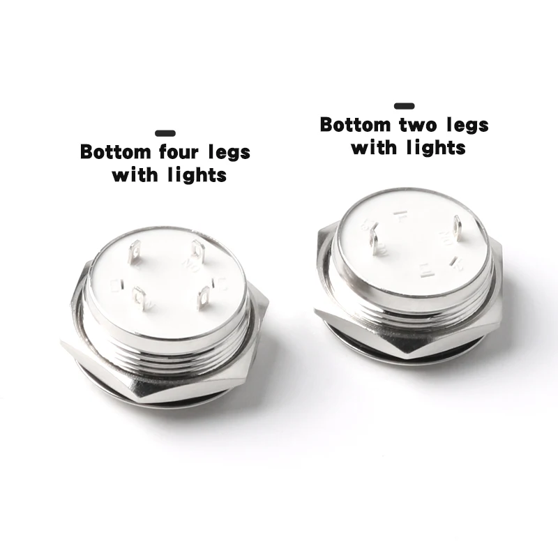 22MM Ultra-Short Metal Push Button Switch Waterproof Momentary Self-reset Flat/High Head Silver 1NO 3V 24V