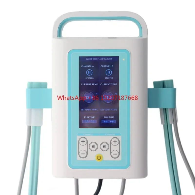 Medical blood and fluid warmer with double channel