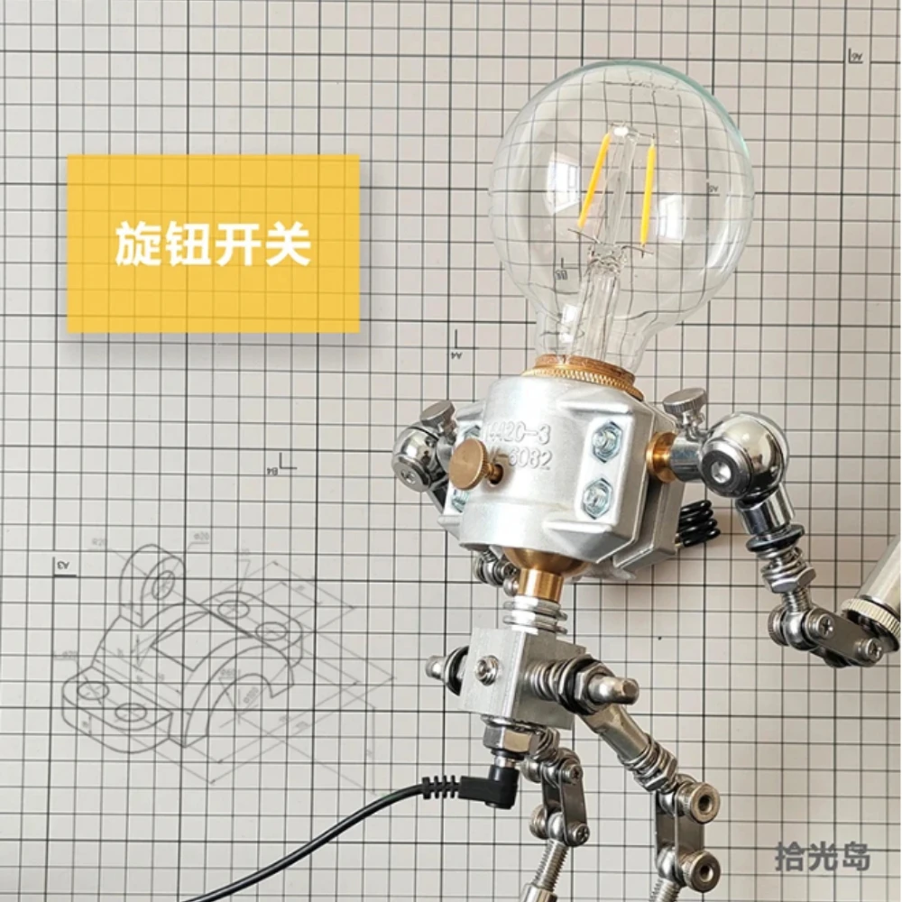 Robot Decorative Desk Lamp Male Gift Birthday Practical Creative Gift Handheld Office Desktop Ornament Retro Lamp