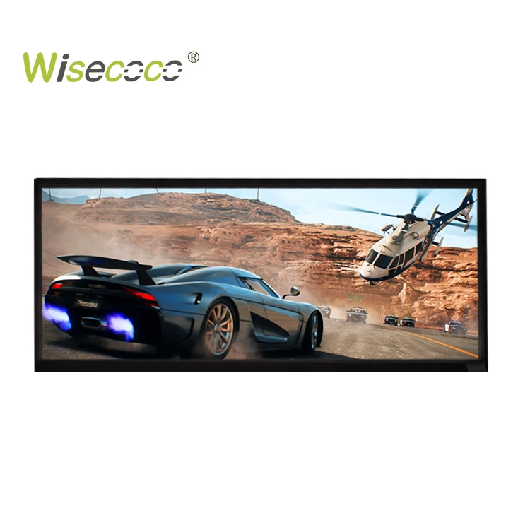 Wisecoco 12.3 Inch 1920x720 IPS TFT LCD Panel Stretched Bar Touch Display USB SD Card Driver Board  for Dashboard Panel