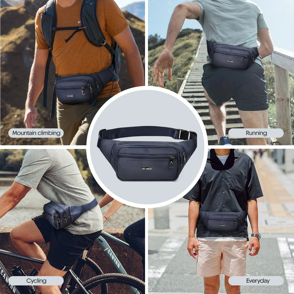 Men Women Casual Crossbody Bag Fanny Pack Waist Bag Nylon Bag Belt Bum Bag Fashion Travel Running Sports Mobile Phone Bag - view 6