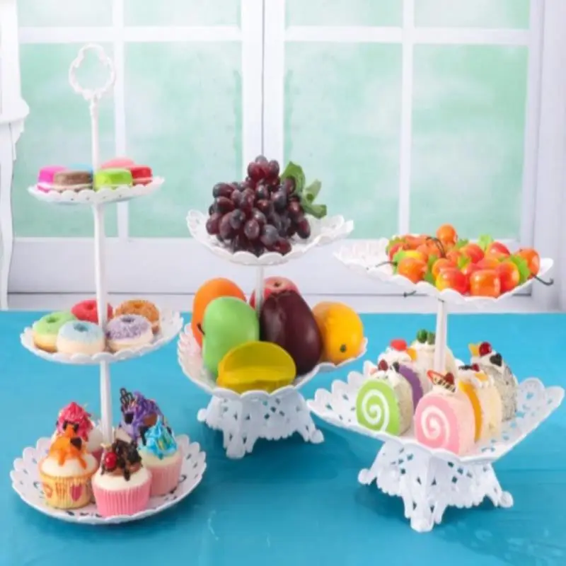 Support à dessert de style européen, assiette à gâteau Chi, thé de l'après-midi, collation T1 plats, décor de fête multicouche, corbeille à fruits, 1 pièce, 2 pièces