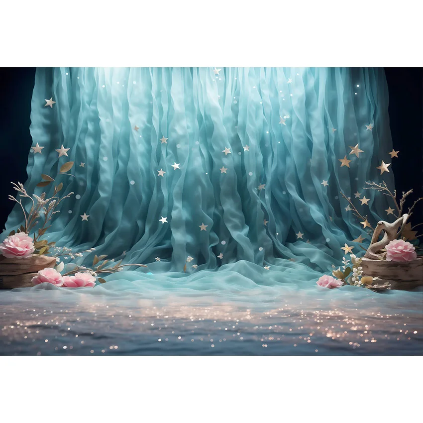 Avezano latar belakang putri duyung cangkang bintang laut dongeng bayi kue ulang tahun Smash anak fotografi latar belakang foto alat peraga Studio