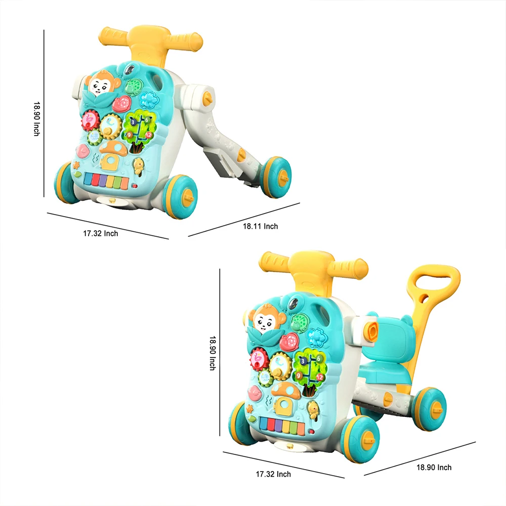 5-in-1 Design Baby Walker Portable Toddler Trolley with Toys  Sit-to-Stand Learning Walker Baby Activities for 6-18 Months