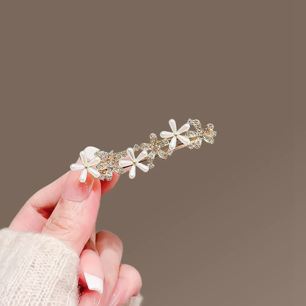 Spinki do włosów z perłami i kwiatami, ozdobne klamry do włosów z cyrkoniami, eleganckie ozdoby do włosów dla kobiet i dziewcząt.