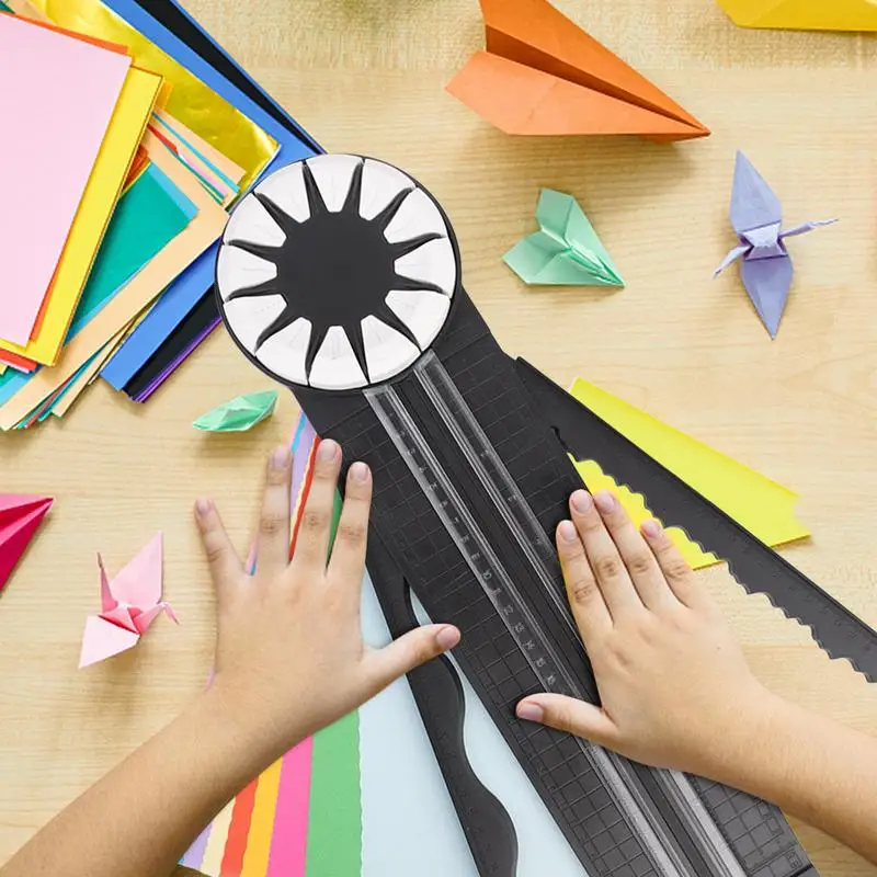 12 In 1 Paper Cutter 360 Degree Rotary Hand-Cutting Paper Trimmer Multi-Functional Handheld Craft Paper Cutting Tool