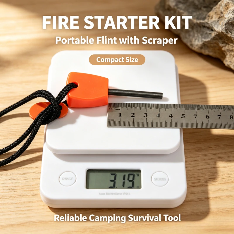 

Lightweight Pocket-Sized Magnesium Flint Strip, Waterproof All-Weather Fire Starter, Tool for Backpacking & Everyday Carry