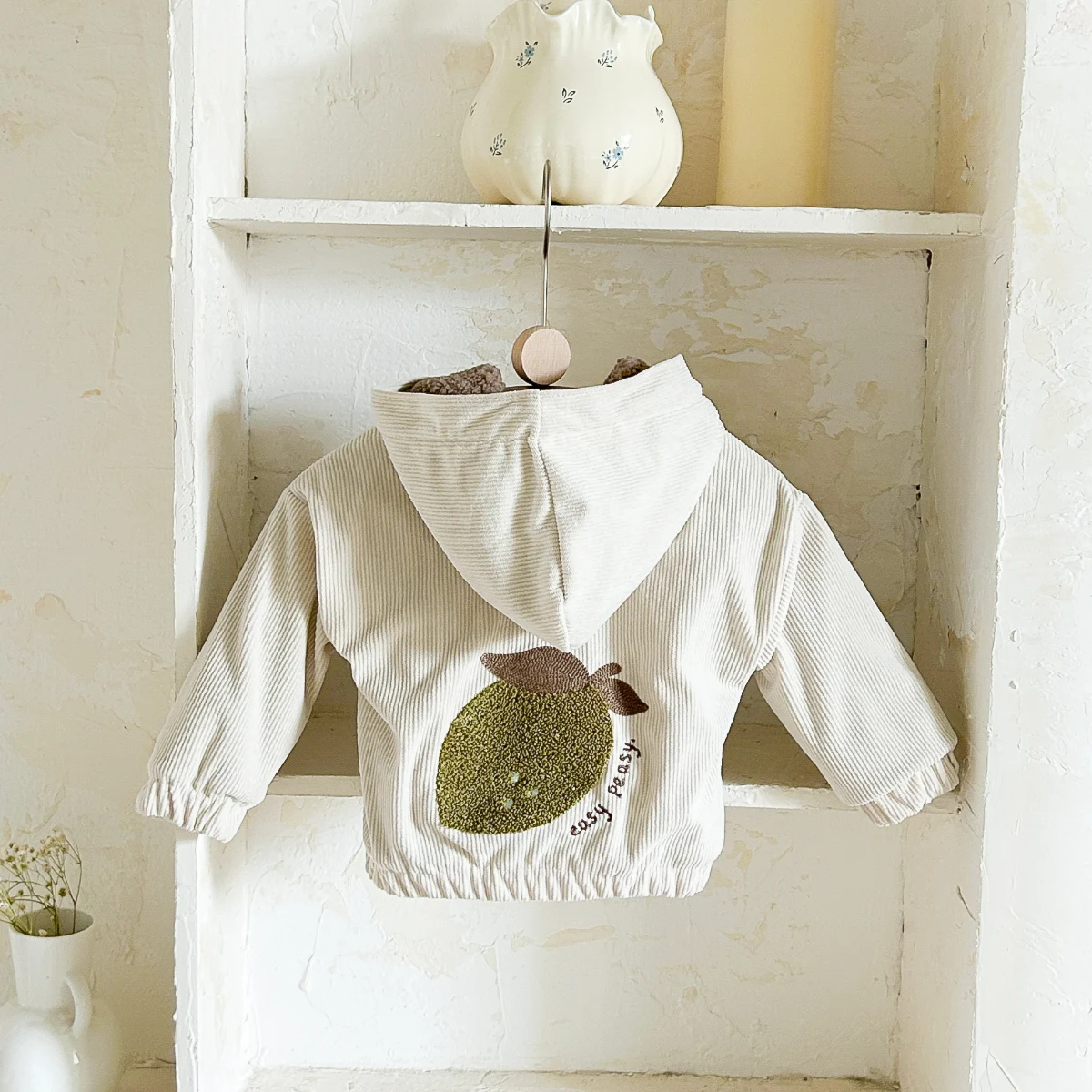 New Baby Cashmere Clothing Winter Warm Button Coat Hooded Fruit Embroidery Boys Girls Top Cardigan Windbreaker Autumn Outerwear