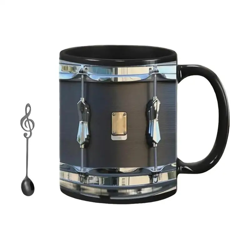 Drumming Mug Coffee Cup 400ml Black Ceramic Coffee Cup Drumming Design Tea Coffee Juice And Milk Drinkware Desktop Pen Holder