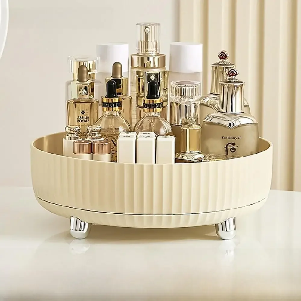 Roomy Beauty Organizer Rotating Countertop Makeup Stand Skincare Shadow Lip Color Plastic Caddy Home Cosmetic Storage Shelf