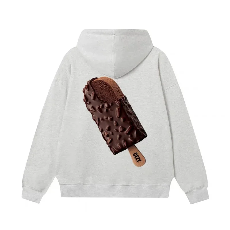 Desier CFZY American Style Ice Cream Print Hoodie Unisex Spring Autumn Lazy Vintage Loose Top Coat