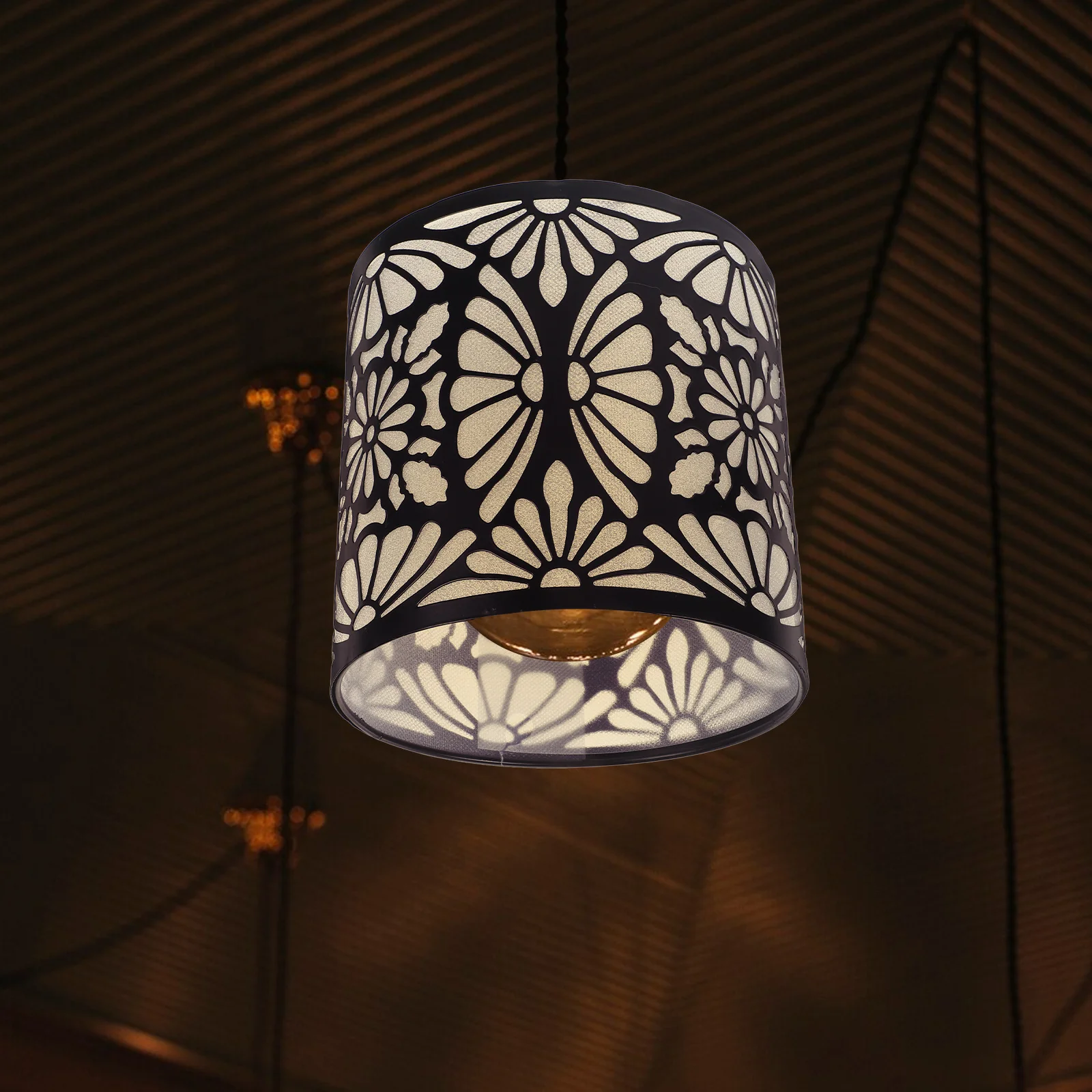 سلك الحديد الجوف خارج عاكس الضوء لتعليق مصباح السقف ضوء الظل استبدال أجزاء المصباح المعدني الصغير مطعم المنزل الأنيق #6