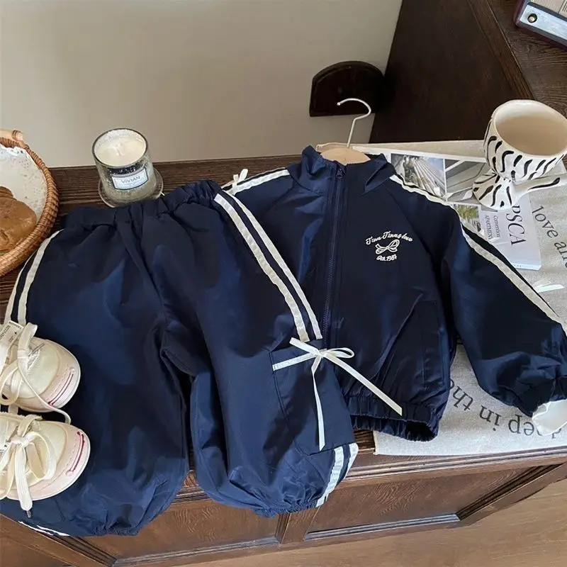 2-teiliges Mädchen-Set im koreanischen Stil – Jacke mit Schleifendetail + Freizeithose | Frühling Kleinkind Outfit Kleinkind Mädchen Kleidung Baby Outfit Set – Detail 20