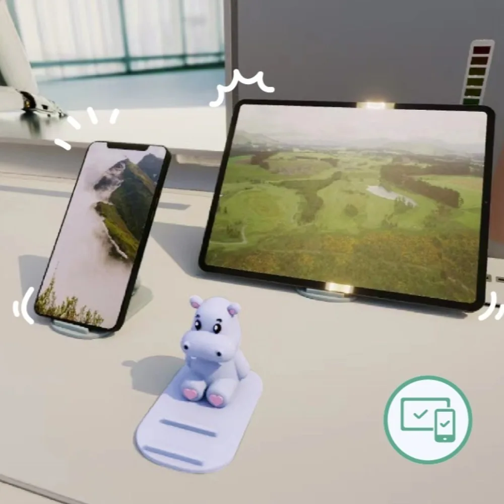 Hippo Mobile Phone Tablet Stand Support PVC Doll Creative Phone Holder Portable Cartoon Cell Phone Bracket Desktop Ornaments
