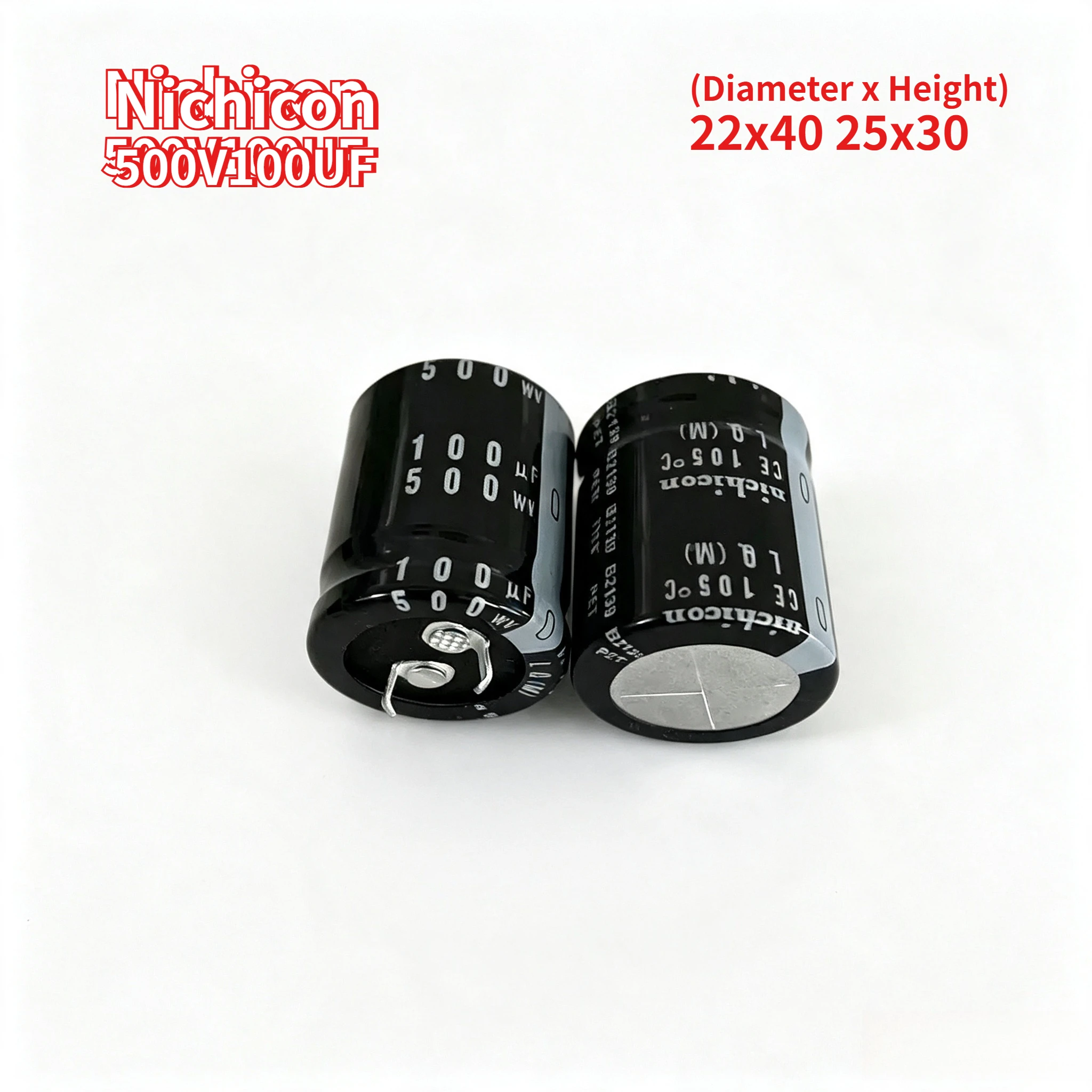 2pcs 500V 100μF 22x40 25x30 Nichicon Aluminum Electrolytic Capacitor 100μF 500V