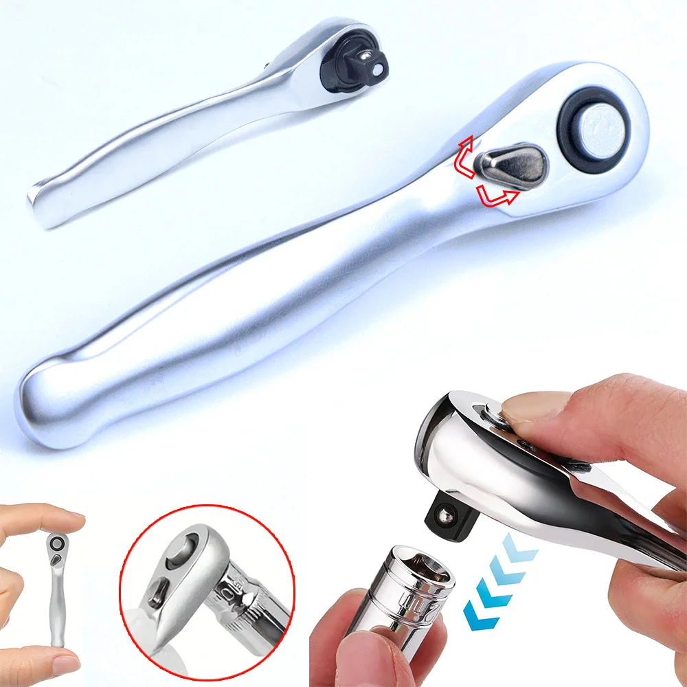 Mini-Ratschenschlüssel, 72 Zähne, Mechanismus, 1/4 Zoll Antriebssockel, Schnellschlüssel-Funktion, tragbare Sechskant-Drehmomentschlüssel, Handreparatur