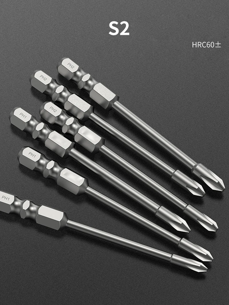 8pcs/set Magnetic High torque Phillips screwdriver bits 1/4' 6.35mm Hex shank cross bit PH1 PH2 PH3 75mm/100mm Length hand tools