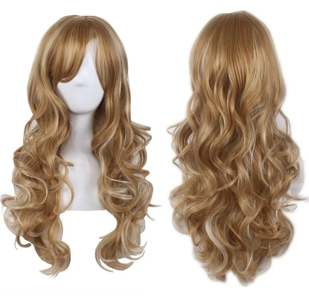 

Women's 2 Tones Blonde Mixed Synthetic Hair Long Wavy Curly Hair Wigs