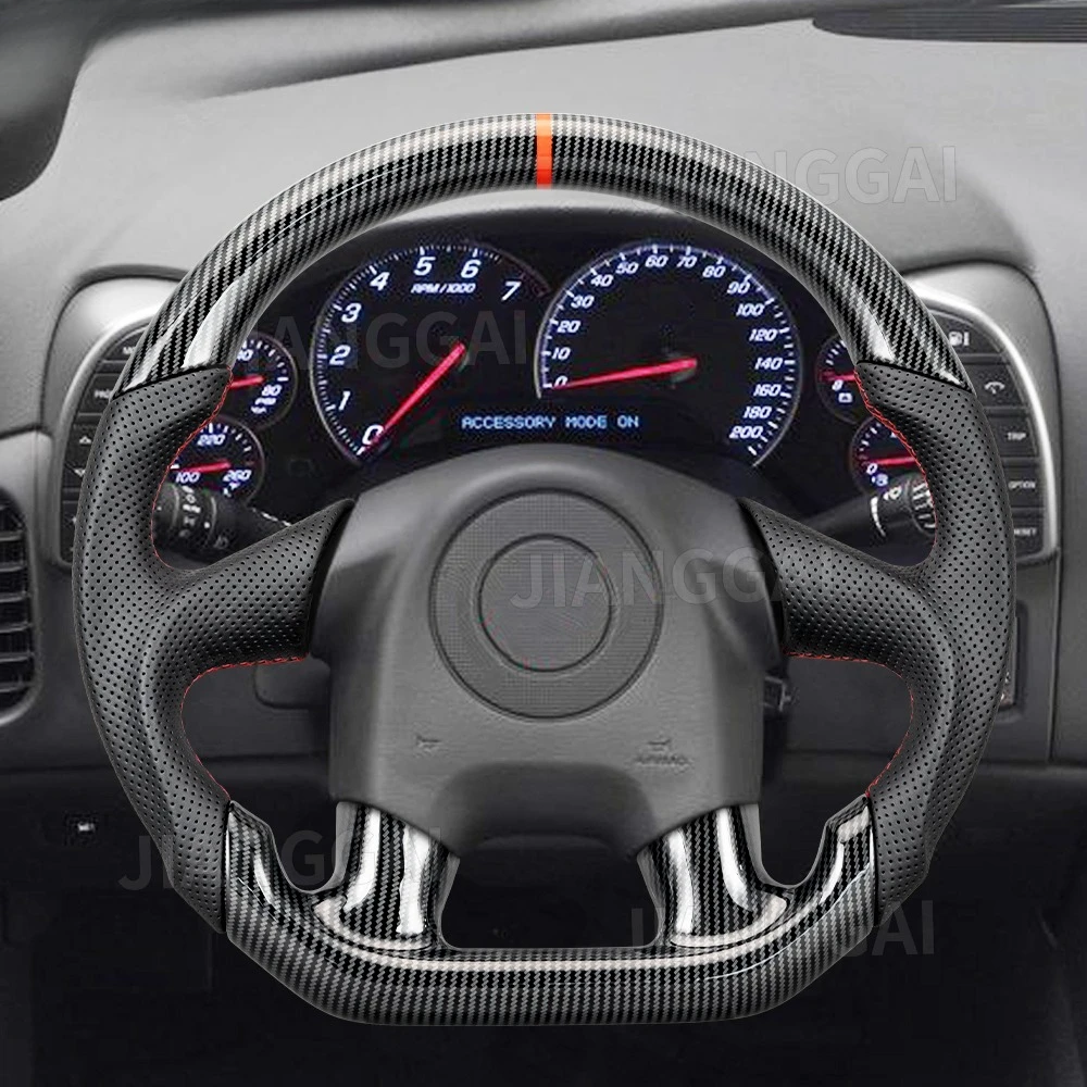 

Hydro Print Carbon Fiber Steering Wheel Red Stitch For Chevrolet Corvette C5 2005-2007 Perforated Leathe Racing Steering Wheel