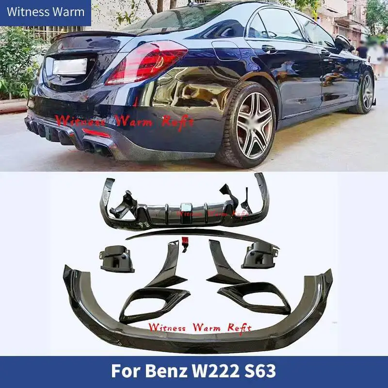

For Benz S Class W222 S63 Amg Front Bumper Lip Air Vents Rear Diffuser Wings Spoiler Side Fender 2018-2022