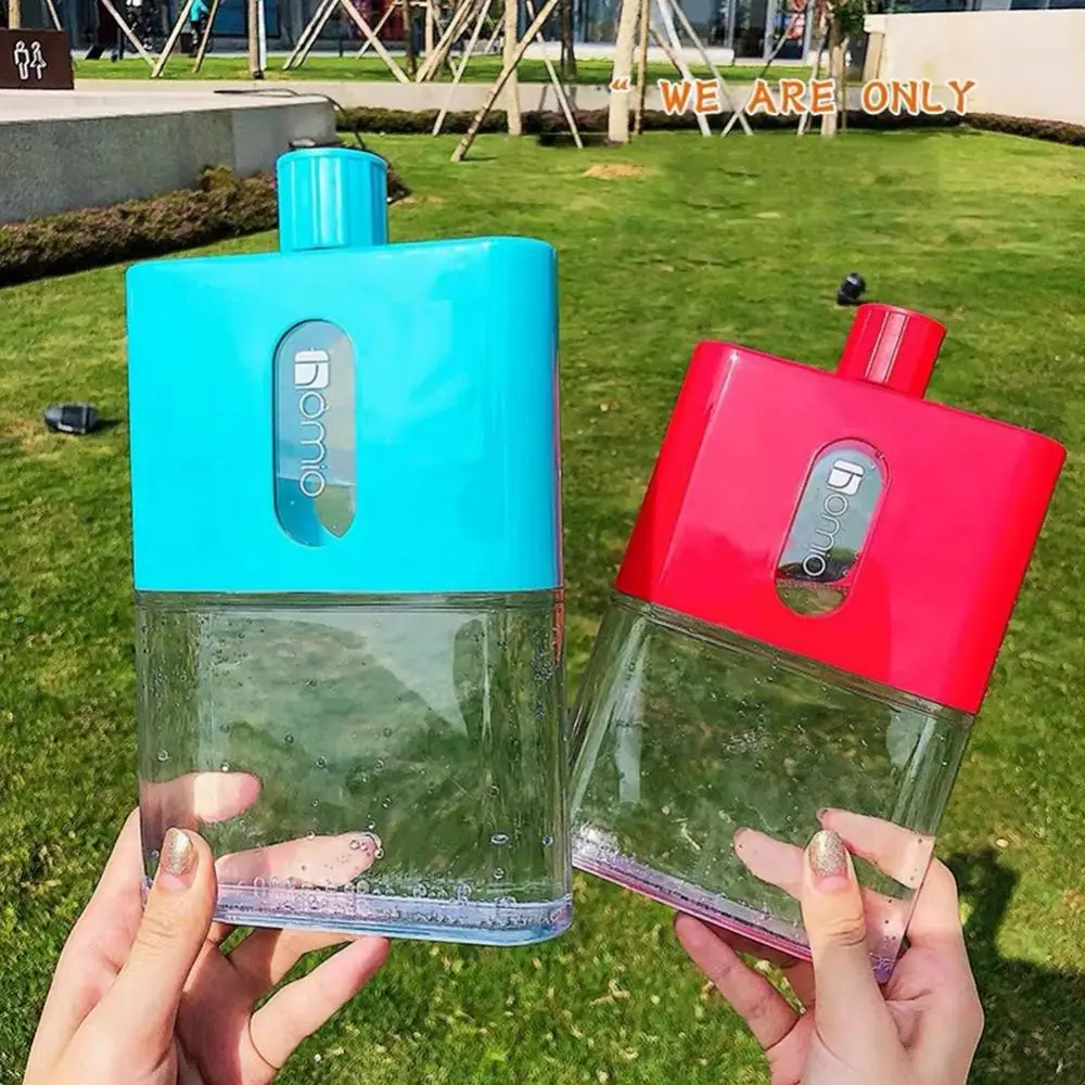 

531ML Portable Outdoor Large Capacity Flat Water Drinks Bottle Holder Container Transparent Drinkware Plastic Kettle