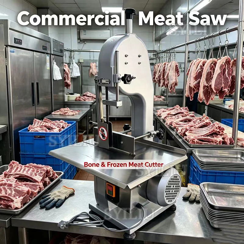 Meat Bone Saw Cutting Machine 0.65KW With Sliding Table Commercial Desktop Pork Rib Frozen Pork Trotters Bone Steak Sawing Cutte