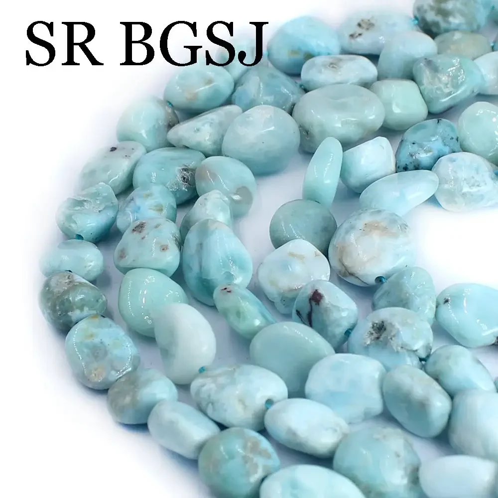 8-10mm Irregular Genuine Larimar Beads for Jewelry Making 15inches Natural Stone  Diy Bracelet