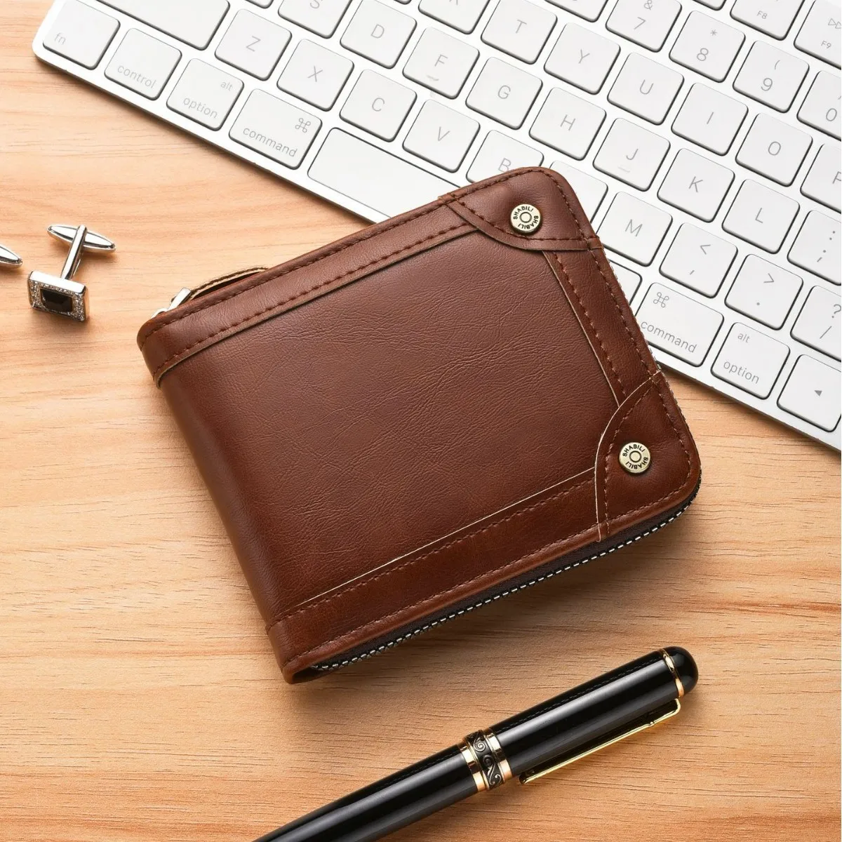 

New Solid Color Men's Wallet, ID, Banknote Storage Card Bag, Multi-card Change Bag, Men's Zipper Short Wallet