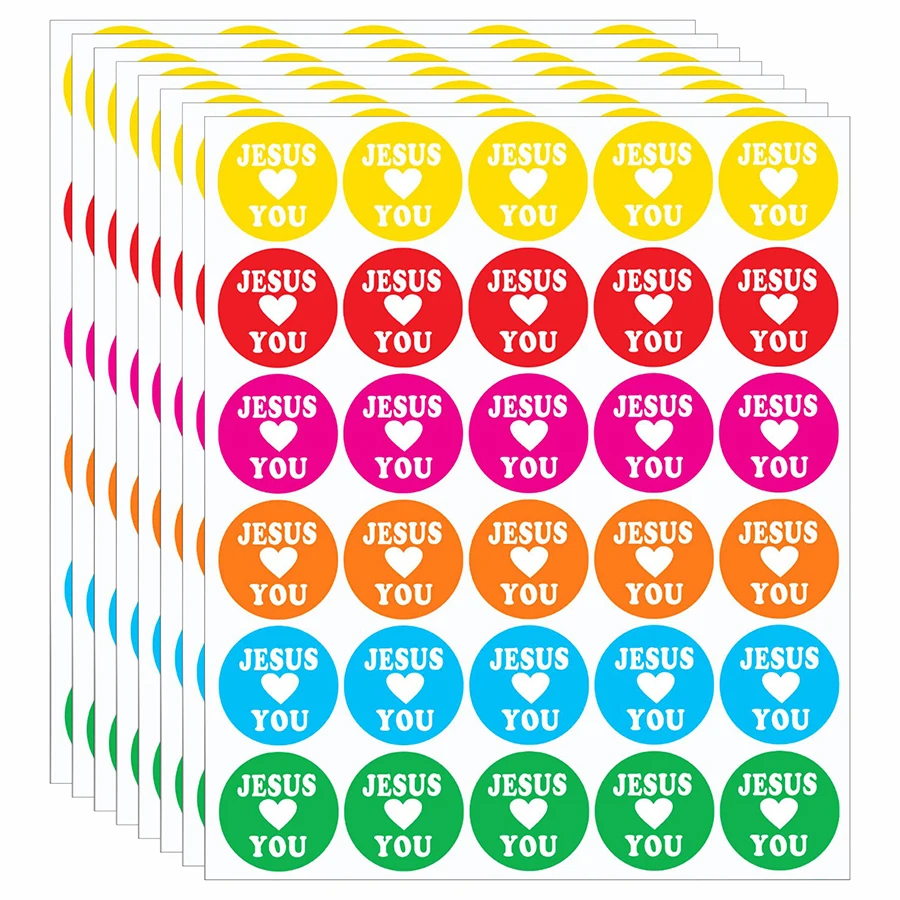240 Pcs “Jesus Loves You” Round Stickers – Colorful Faith Message Labels for Gift Packaging, Envelope Sealing.