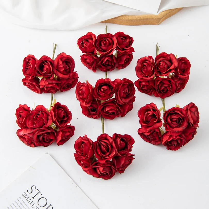 زهور ورد حريرية صناعية ، أكليل عيد الميلاد ، باقة زفاف ، قوس حديقة للمنزل في الهواء الطلق ، ديكورات صندوق تصنعه بنفسك ، تخفيضات كبيرة ، 18 روض