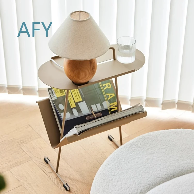 Minimalist Industrial End Table for Studio Flats Coffee Table Organizer Artisan Magazine Display Shelf Modular Storage Rack