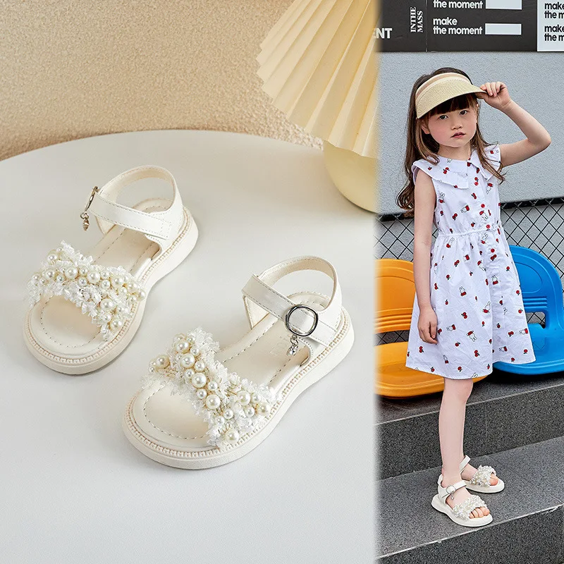 

Summer Children's Sandals Causal Roman Sandals Fashion Bow Kid Party Non-slip Open-toe Sandals Soft-soled Girls Princess Shoes
