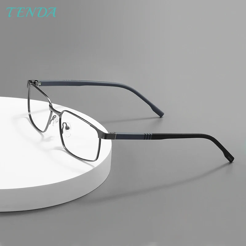 Fashion Men and Women Geometric Full Rim Metal TR90 Glasses Frame With Spring Hinge For Prescription