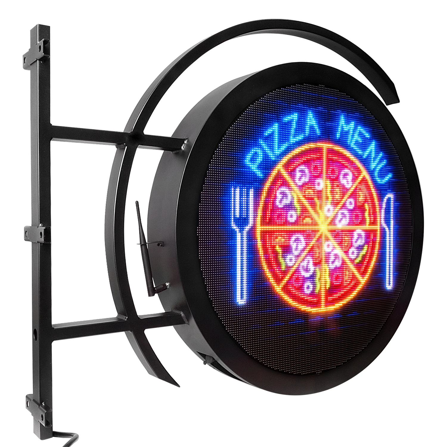 Round Shaped LED Advertising Light Sign WiFi Outdoor Waterproof Full Color Display Support Video/Animation with Neon, Dia 60cm