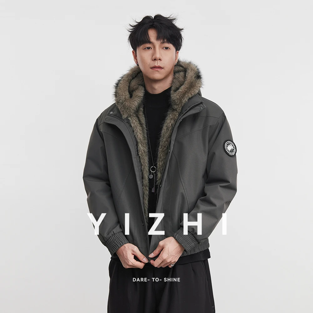 أزياء الرجال الجبل النسر 90 الأبيض بطة أسفل كبيرة أفخم مقنعين أسفل سترة 2025 شتاء جديد يندبروف الدافئة زوجين سترة