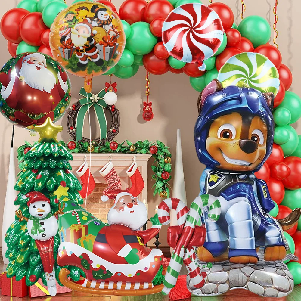 

Christmas Foil Balloon Kit Paw Patrol Chase Candy Helium Balloons for Christmas New Year Party Background Arch DIY Decorations
