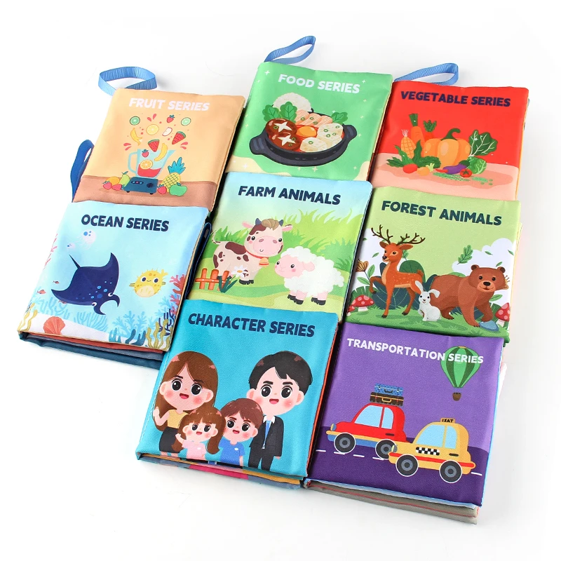 8 unidades/pacote livro de pano de bebê não tóxico ensina rotinas diárias e emoções brinquedo educativo mastigável seguro