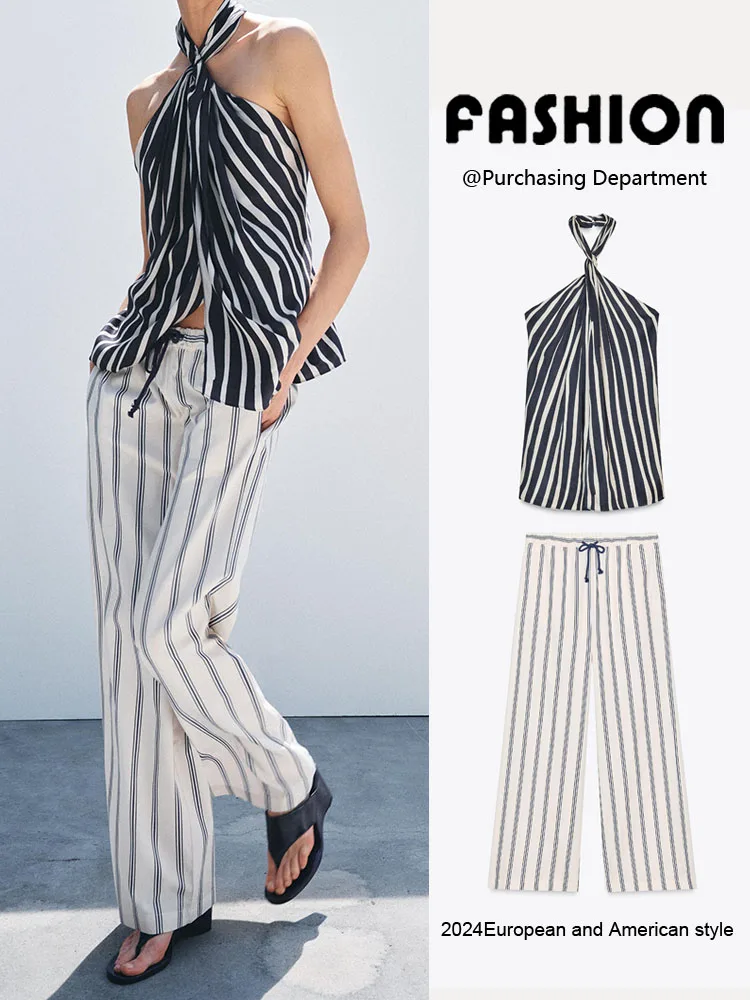 

Summer Women's Faion Set ZA2025 2906096 Folded Pants 7563045 72 Long Pants 293097 04 round Ne Overhead Outfit