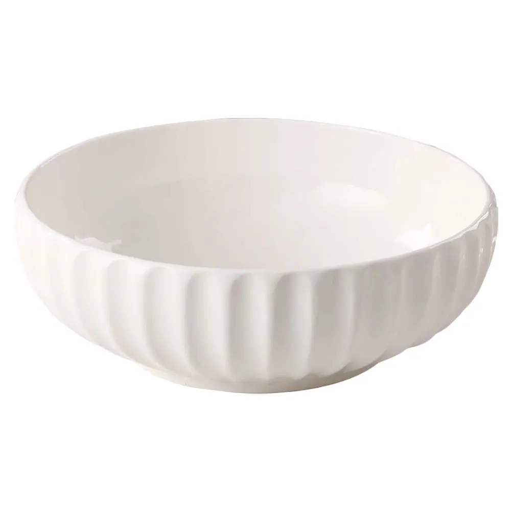 

1Pcs White Ceramic Basin Antirust Smooth Surface Suitable Home Restaurant Hotel Multifunctional Dough Bowl Soup Basins