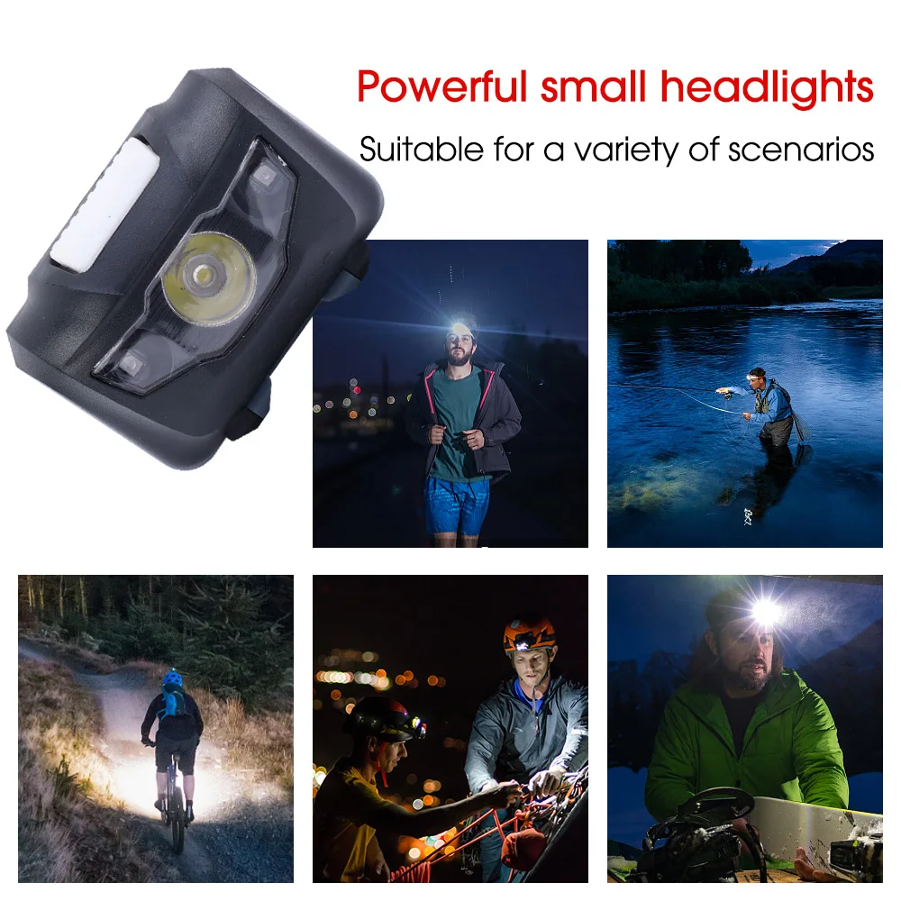 Mini lampe frontale Portable à Led, alimentée par piles AAA, éclairage d\'extérieur, idéal pour le Camping ou la pêche