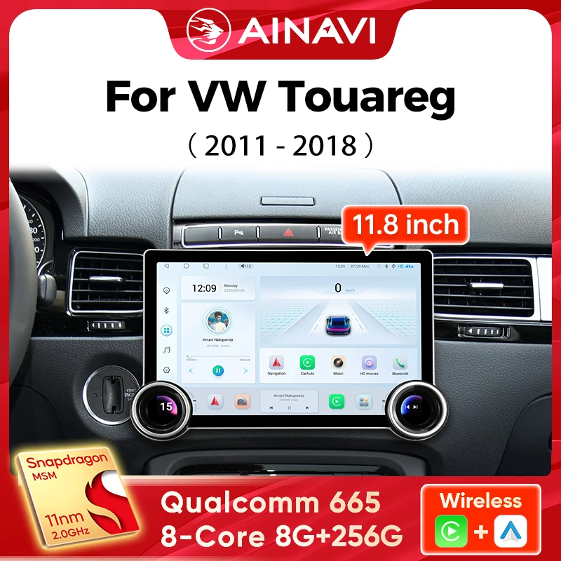 Ainavi 11.8inch Dual knobs Multimedia Player For VW Touareg 2012 2013 2014 2016 2018 Carplay Android Auto Car Radio Stereo