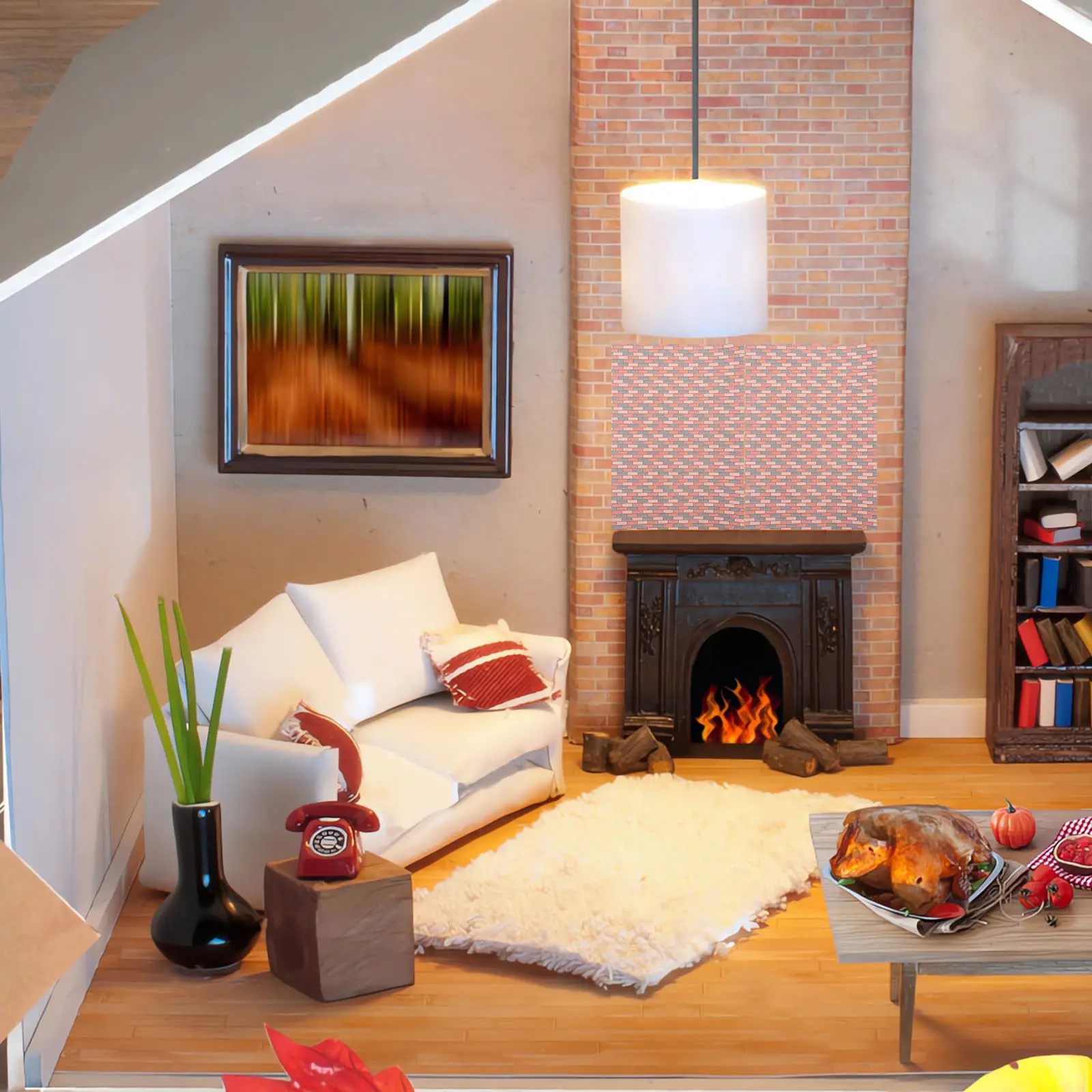 

2Pcs Miniature Dollhouse Wall Decals Peel Stick 1 12 Scale Outdoor Brick Stone Texture Removable Wall Stickers Tiny House Decor