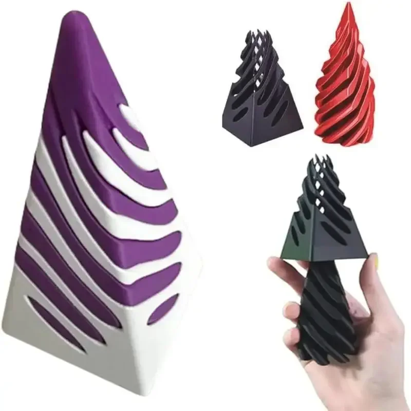 Impossible Pyramid Passthrough Sculpture Creative 3d Pyramid See-Through Decoration Mini Rotating Overlapping Pyramid Model