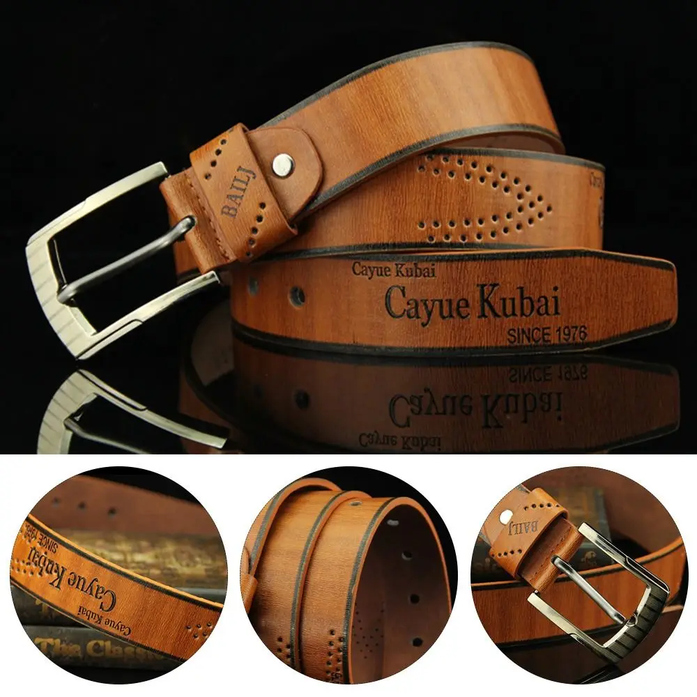 Fashion Cowboy Leather Belt Casual Vintage Pin Buckle Waistband Pants Bands Men's Belt