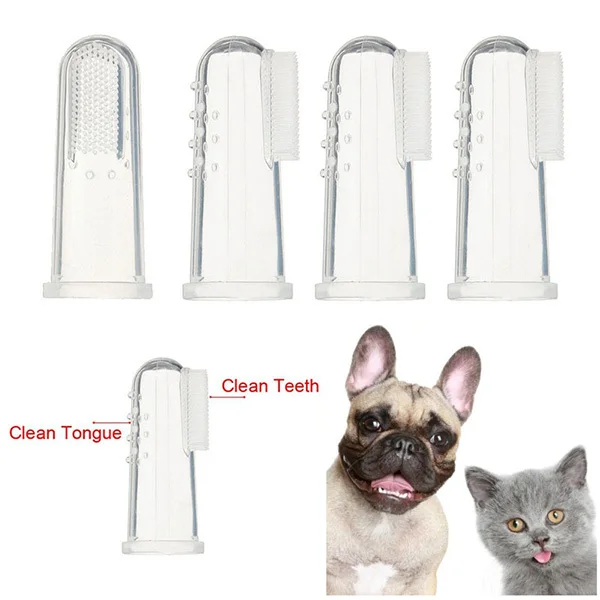 

4Pcs Silicone Pet Finger Toothbrush Dog Cat Dental Brush Tear Resistant Soft Flexible for Teeth and Gum Health