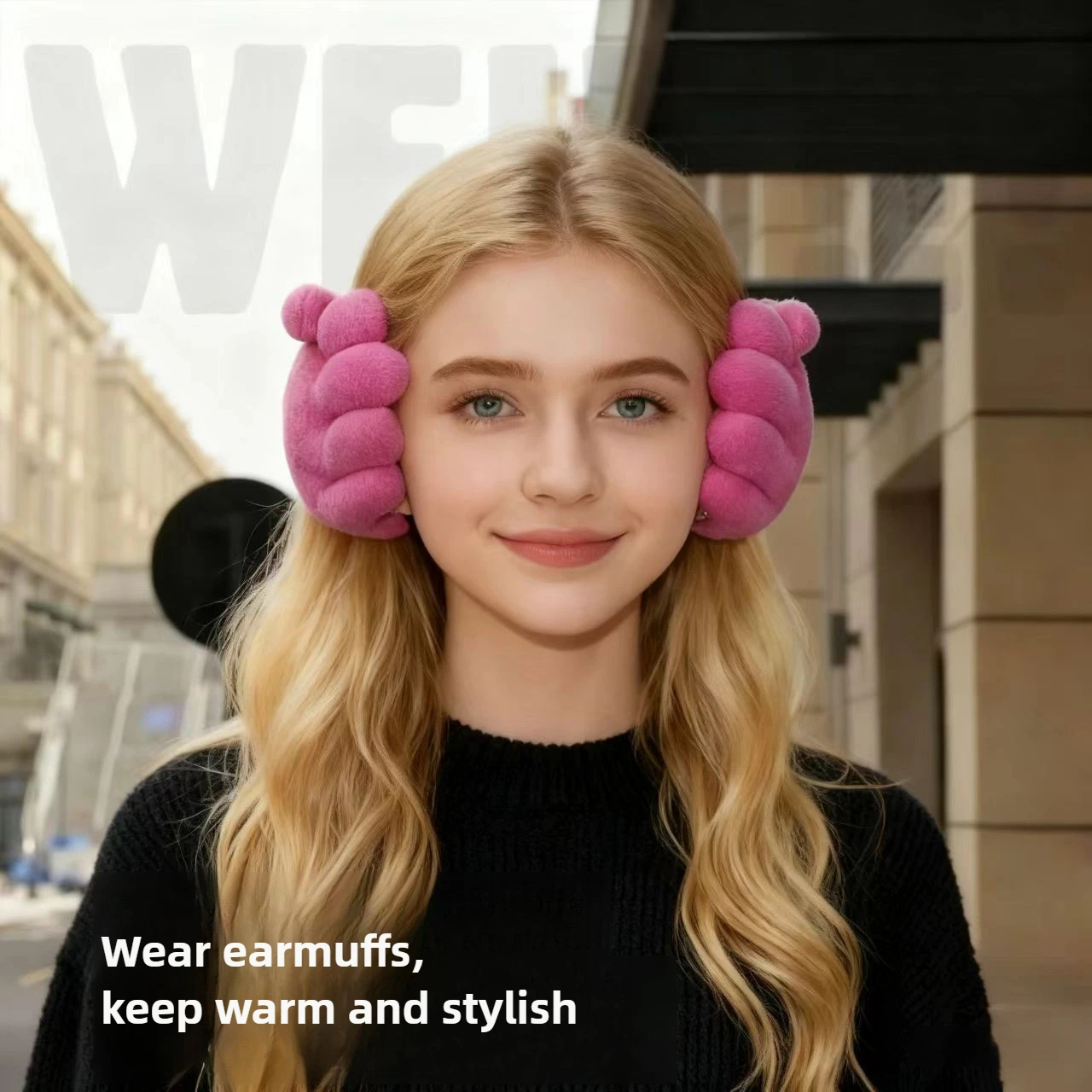 غطاء للأذنين اليدوي يحافظ على الدفء والمضحك للأزواج مع غطاء للأذنين اليد الدافئة لإرسال الأصدقاء محاكاة ساخرة محشوة أفخم هدية عيد الميلاد