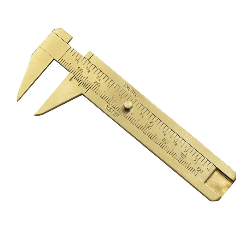 Vernier Caliper Copper Alloy Mini Brass Sliding Pocket Caliper Metal Double Scale for Measuring Gemstones & Jewelry calibre